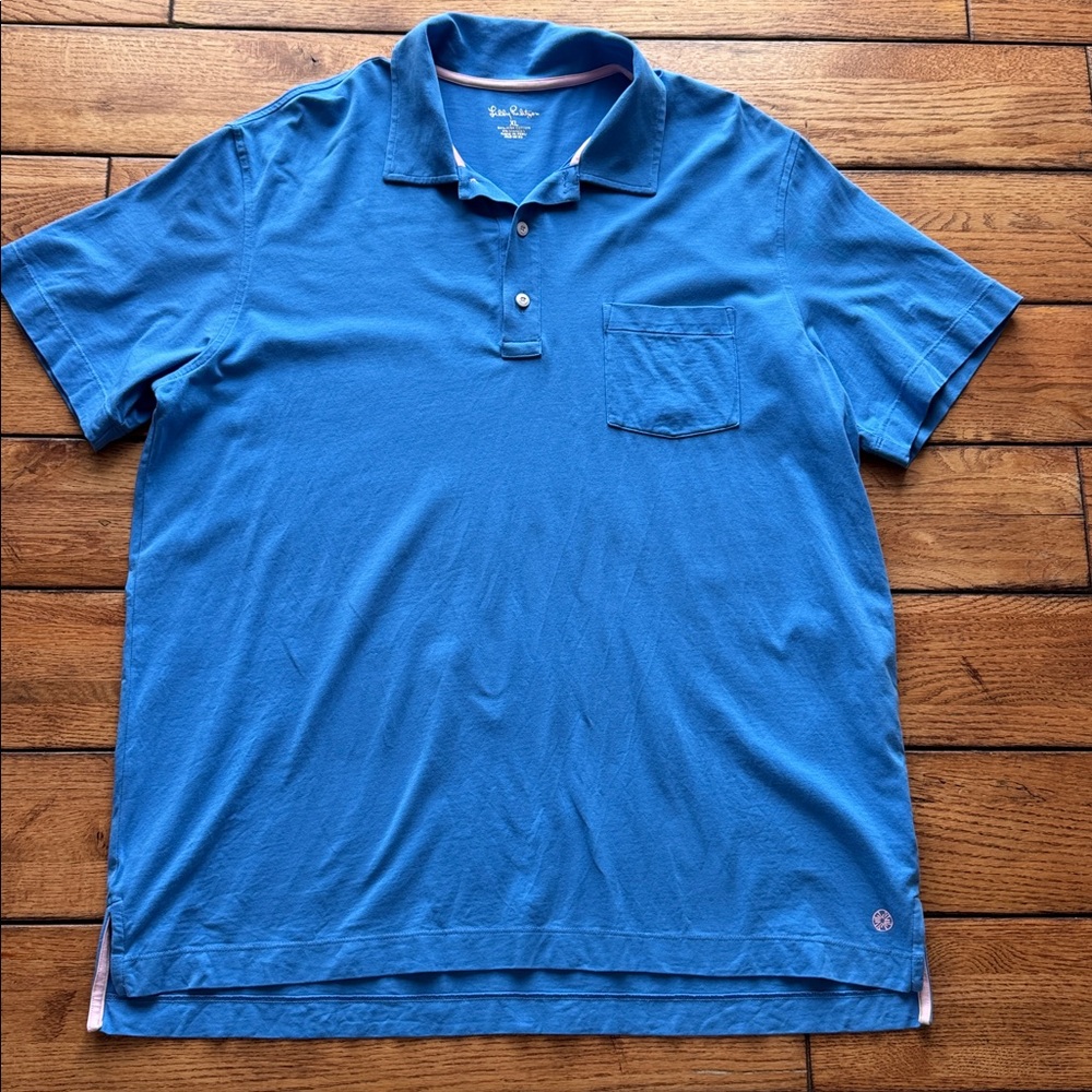 Lilly Pulitzer Men’s Polo Shirt Size XL Blue Golf‎ Short Sleeve Pima Cotton UPF